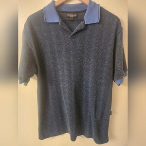 YSL Yves Saint Laurent Mens 100% Cotton Blue Polo Shirt Sz Large